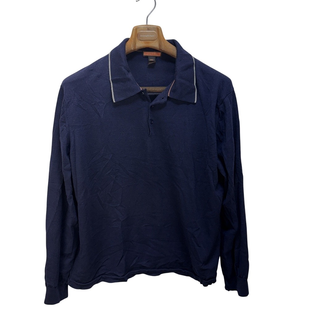 Bullock & Jones Mens 3 Button Polo Sweater Size XXL Wool Cashmere Silk Italy
